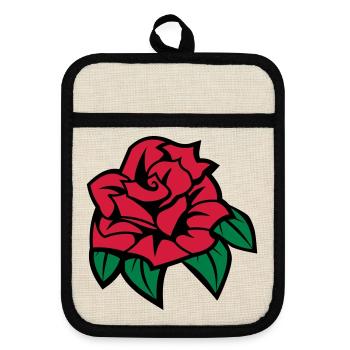 6254398 135433816 Rose - Maniques avec dos en caoutchouc - lin/noir  - Devant