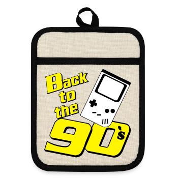 Fête des années 90 , Soirée à thème , Jeux rétro des années 90 (25) - Maniques avec dos en caoutchouc - lin/noir  - Devant