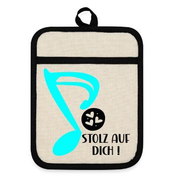 STOLZ AUF MUSIKERIN - MUSIKNOTE MUSIKINSTRUMENTE - Topflappen mit Gummirückseite - Leinen/Schwarz  - Vorne