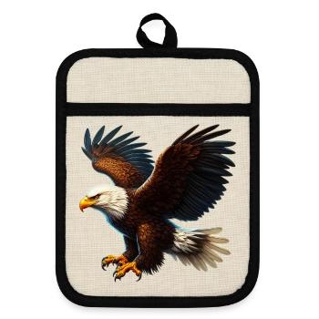 Eagle - Pot holders with rubber back - linen/black  - Front
