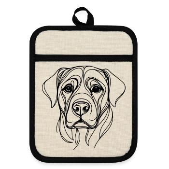 Dog_line_art_1 - Maniques avec dos en caoutchouc - lin/noir  - Devant