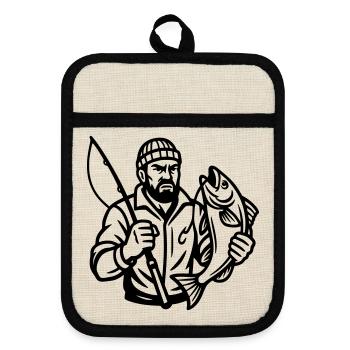 Angler - Topflappen mit Gummirückseite - Leinen/Schwarz  - Vorne