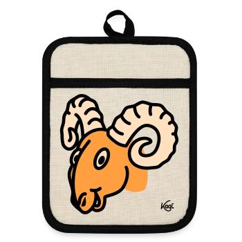 Aries large - Pot holders with rubber back - linen/black  - Front