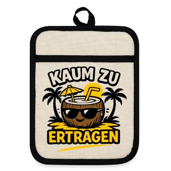 Kokosnuss Strandheld  - Topflappen mit Gummirückseite - Leinen/Schwarz  - Vorne