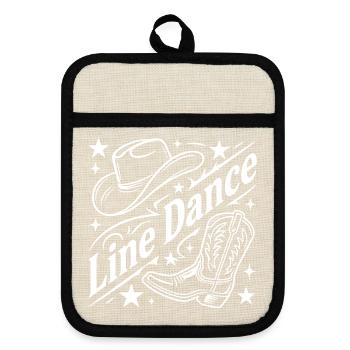 Line Dance Cowboy Flair - Topflappen mit Gummirückseite - Leinen/Schwarz  - Vorne
