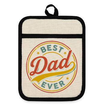 Best Dad Ever - Topflappen mit Gummirückseite - Leinen/Schwarz  - Vorne