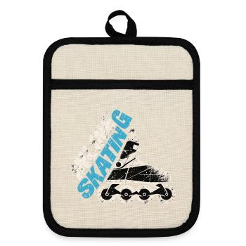 Inline Skating Retro Inliner Design - Topflappen mit Gummirückseite - Leinen/Schwarz  - Vorne