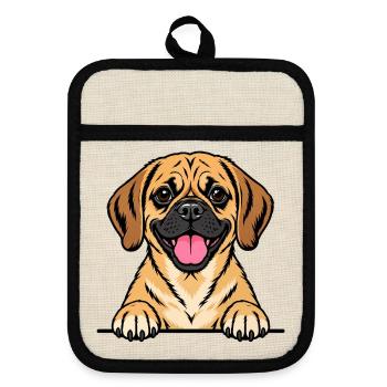 Puggle - Topflappen mit Gummirückseite - Leinen/Schwarz  - Vorne