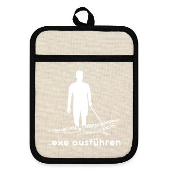 Admin Informatiker Programmierer Exe Ausführen - Topflappen mit Gummirückseite - Leinen/Schwarz  - Vorne