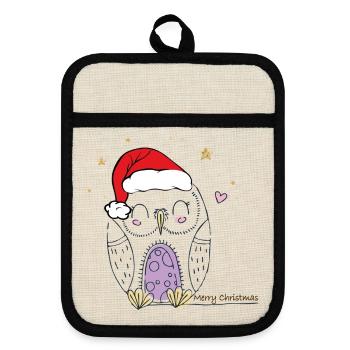 Merry Christmas - Topflappen mit Gummirückseite - Leinen/Schwarz  - Vorne