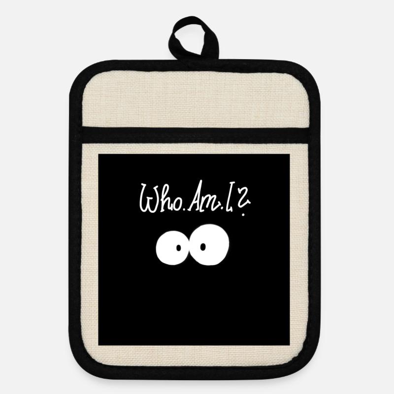 Who am I? - Pot holders with rubber back - linen/black