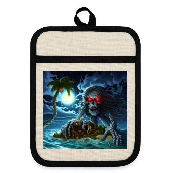 Halloween - Topflappen mit Gummirückseite - Leinen/Schwarz  - Vorne