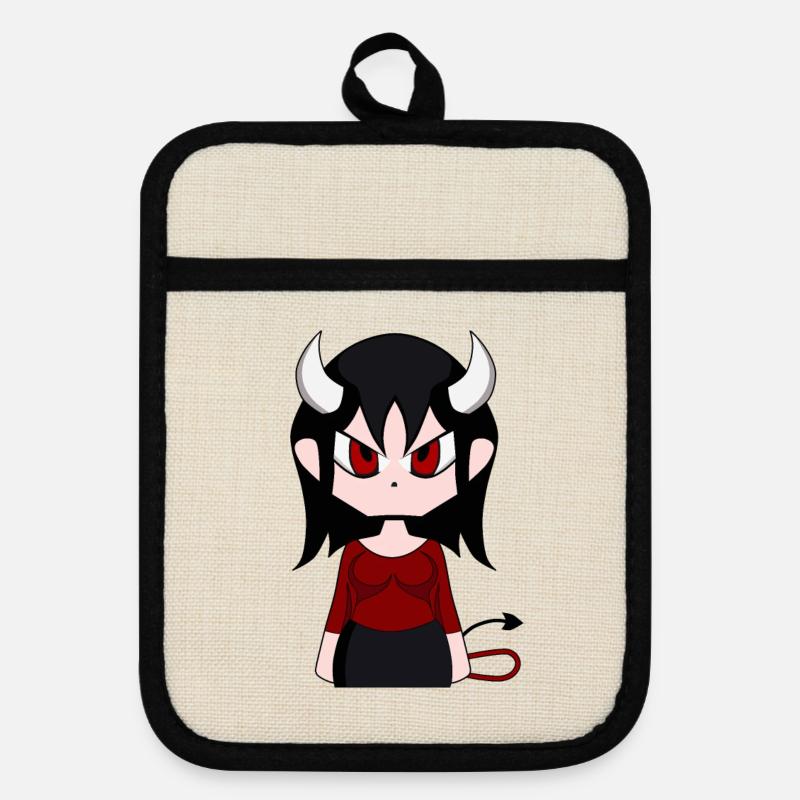 She-devil - Pot holders with rubber back - linen/black 