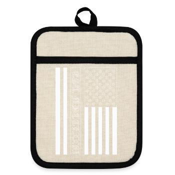 Est. MDCCLXXVI USA Flag - Pot holders with rubber back - linen/black  - Front