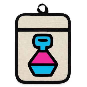 Retro Water Bottle 90s Pop Art - Pot holders with rubber back - linen/black  - Front