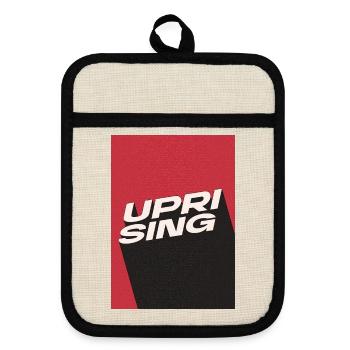 Uprising Fetter Retro-Winkeltext Kunst - Topflappen mit Gummirückseite - Leinen/Schwarz  - Vorne