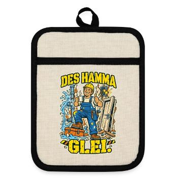 Des hamma glei Handwerker - Topflappen mit Gummirückseite - Leinen/Schwarz  - Vorne