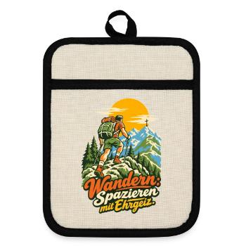 Wandern Spazieren mit Ehrgeiz - Topflappen mit Gummirückseite - Leinen/Schwarz  - Vorne