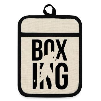 boxing - Pot holders with rubber back - linen/black  - Front