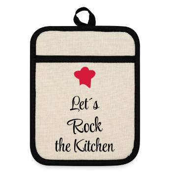 kochen - Topflappen mit Gummirückseite - Leinen/Schwarz  - Vorne