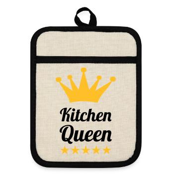 Kitchen Queen - Pot holders with rubber back - linen/black  - Front