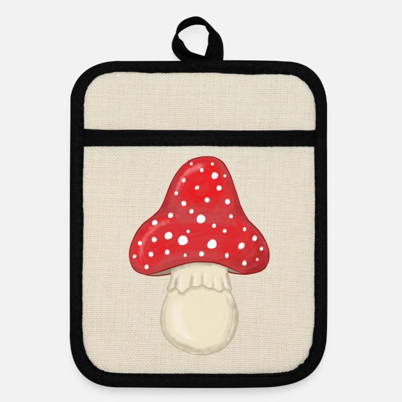 Fly agaric - Pot holders with rubber back - linen/black 
