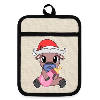 Ox Baby Christmas - Pot holders with rubber back - linen/black  - Front