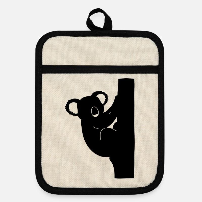 Koala Silhouette Climber - Pot holders with rubber back - linen/black