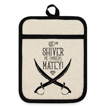Illustration Featuring Pirate-Themed Design Swords - Pot holders with rubber back - linen/black  - Front