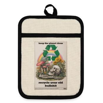 Recycle it! - Topflappen mit Gummirückseite - Leinen/Schwarz  - Vorne
