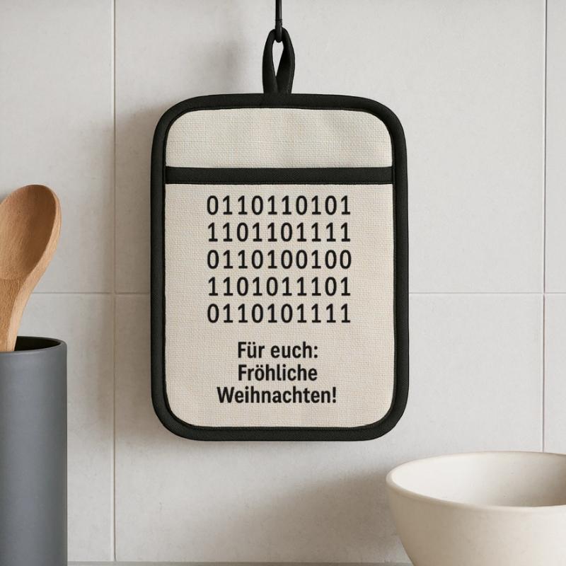 Christmas Code Binary Pattern Pot holders with rubber back