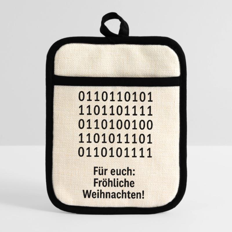 Christmas Code Binary Pattern Pot holders with rubber back