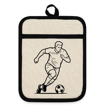 Soccer Player Shot Goal Scorer Vector - Pot holders with rubber back - linen/black  - Front