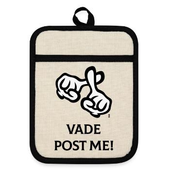Vade Post Me! (Cross / Bible / Religion / 2C) - Pot holders with rubber back - linen/black  - Front