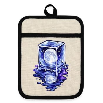 Moonlit Cube Melting - Pot holders with rubber back - linen/black  - Front