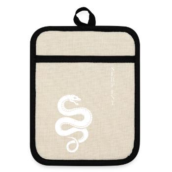 Snake Serpent Reptile Cobra Snake Monochrome - Pot holders with rubber back - linen/black  - Front