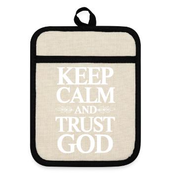 Keep Calm And Trust God - Pot holders with rubber back - linen/black  - Front