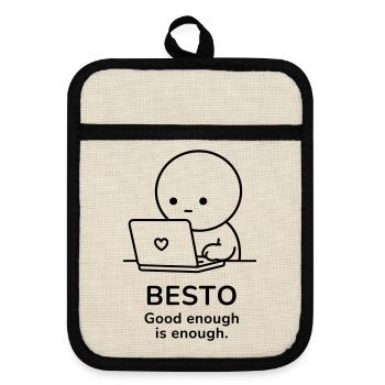 Besto – Assez bien c’est assez | Motivation au travail - Maniques avec dos en caoutchouc - lin/noir  - Devant