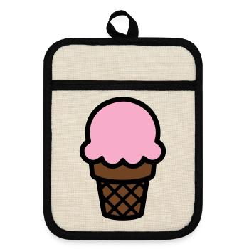 Eiscreme Waffel Icon - Topflappen mit Gummirückseite - Leinen/Schwarz  - Vorne
