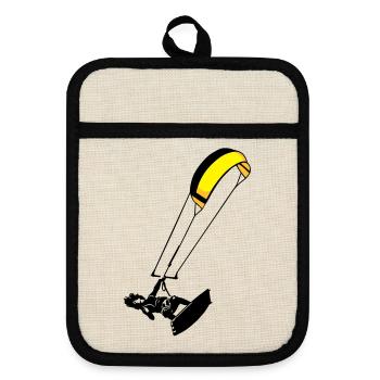 Kitesuf flex - Pot holders with rubber back - linen/black  - Front