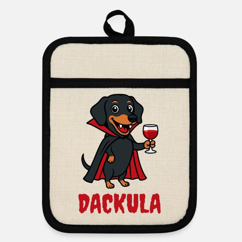 DACKULA - Pot holders with rubber back - linen/black 