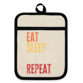 Eat Sleep Be Elias Repeat Retro Name - Pot holders with rubber back - linen/black  - Front