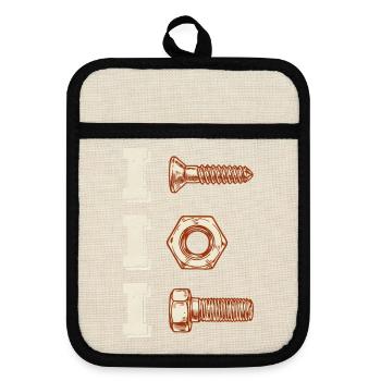 Industrielles Schraubenmutter-Trio - Topflappen mit Gummirückseite - Leinen/Schwarz  - Vorne