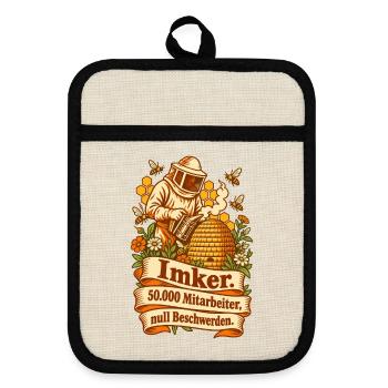 Imker 50000 Mitarbeiter Bienen - Topflappen mit Gummirückseite - Leinen/Schwarz  - Vorne