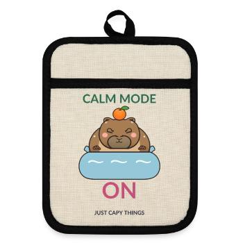 Calm Mode Capy Bath - Topflappen mit Gummirückseite - Leinen/Schwarz  - Vorne