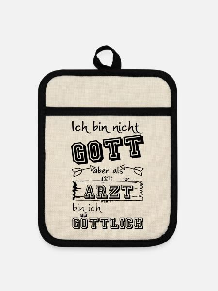 Göttlicher Arzt Geschenk - Topflappen mit Gummirückseite - Leinen/Schwarz
