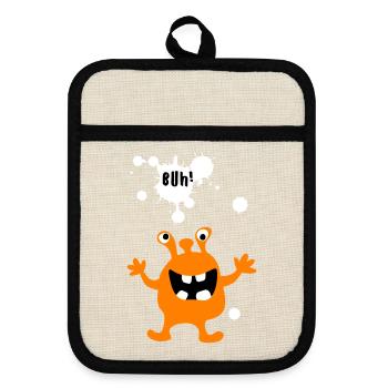 Monster Boo Zombie Comic Creature Kids Halloween - Pot holders with rubber back - linen/black  - Front