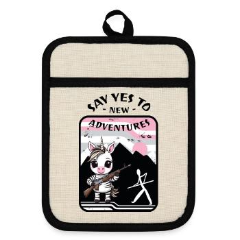 Zebra Unicorn - Pot holders with rubber back - linen/black  - Front