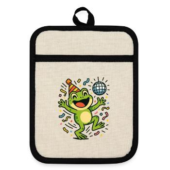 Grenouille de fête - Maniques avec dos en caoutchouc - lin/noir  - Devant
