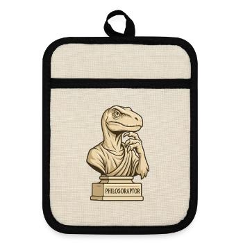 Philosoraptor - Topflappen mit Gummirückseite - Leinen/Schwarz  - Vorne